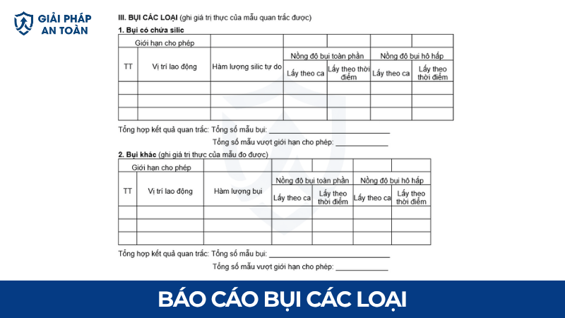 BÁO CÁO bụi các loại