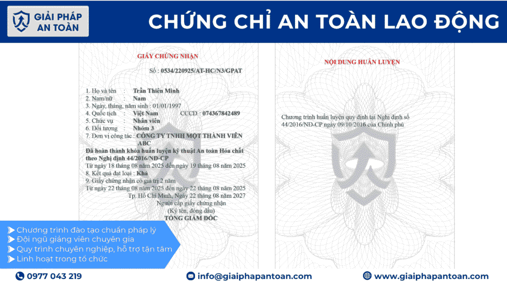 Cấp chứng chỉ an toàn lao động theo Nghị định 44