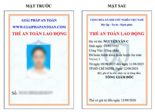 Thẻ an toàn lao động nhóm 3