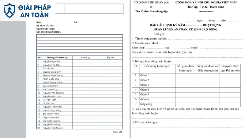 Mẫu biên bản huấn luyện an toàn vệ sinh lao động 