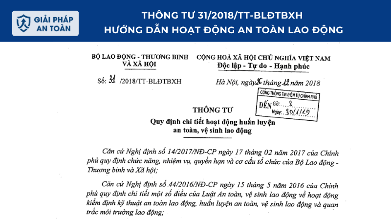 Chi tiết thông tư 31/2018/TT-BLDTBXH hướng dẫn hoạt động an toàn lao động, biên bản huấn luyện an toàn lao động
