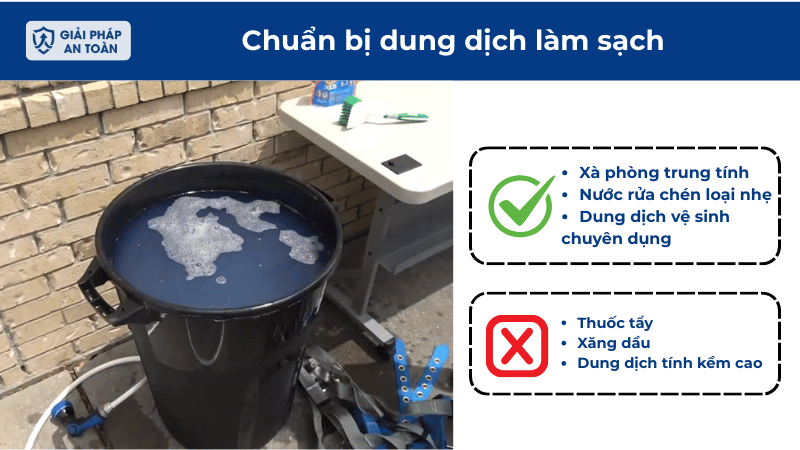 Chuẩn bị dung dịch làm sai dây đai an toàn
