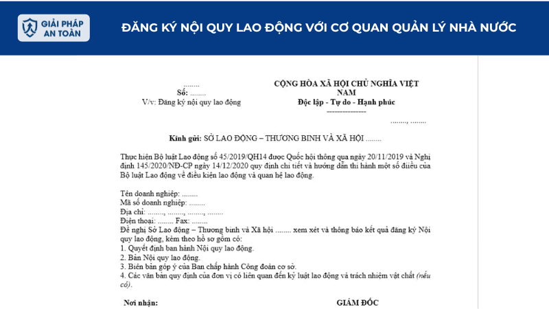 Đăng ký nội quy lao động với cơ quan quản lỹ nhà nước